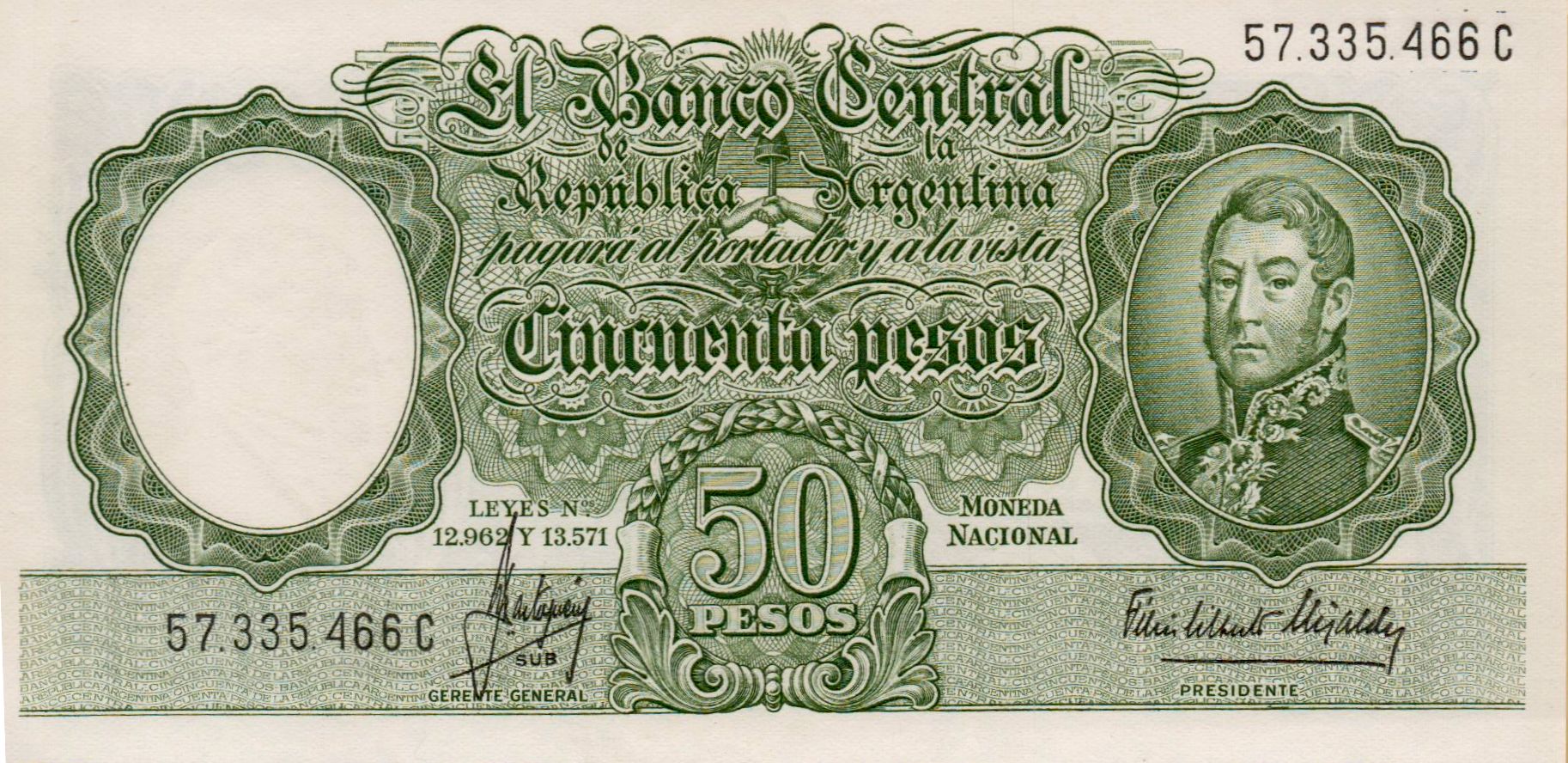 Argentina 50 1954 UNC P-271/10